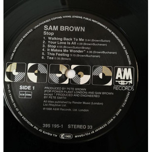 Sam Brown - Stop 1988 Europe Version Vinyl LP ***READY TO SHIP from Hong Kong***
